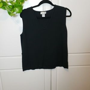 Worthington Womens XL Black V Neck Sweater Vest